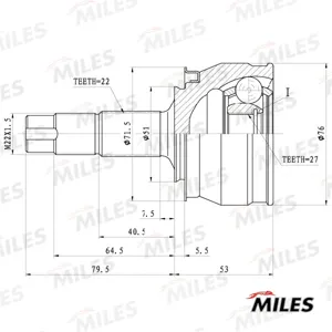 MILES GA20718 ШРУС Opel Corsa D Fiat Grand PUNTO 1.0-1.2 05- нар.