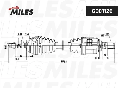 MILES GC01126 Привод в сборе Toyota Avensis 2.0D 03- лев.(ABS)
