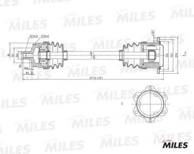 MILES GC02012 Привод в сборе Audi A4VW Passat 1.8T-2.3 95-05 прав. (ABS)