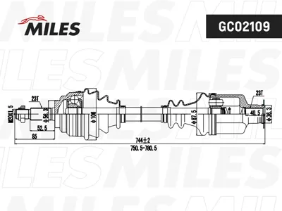 MILES GC02109 Привод в сборе Renault Laguna I 1.6-2.0 97-01 прав.