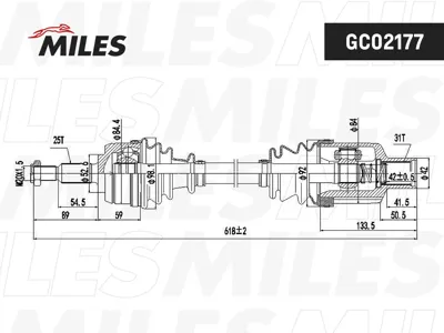 MILES GC02177 Привод в сборе Hyundai Santa Fe 06- 2.7 прав.
