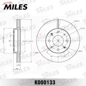 MILES K000133 Диск торм.перед. Mitsubishi GALANT VI R15 9700 (TRW DF4345)