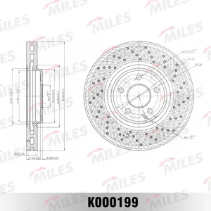MILES K000199 Диск торм.перед.вент. перфорированный Mercedes W211W220 4-matic D=330 мм. (ISO 90