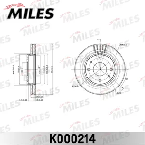 MILES K000214 Диск торм.перед. Hyundai Sonata (EF) 2.0-2.5 98-01 Sonata (NF) 2.4 05-