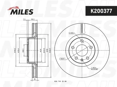 MILES K000377 Диск тормозной Audi A6ALL ROAD 2.7-3.2 01-A8 2.8-6.0 03-10 передний D=321мм.
