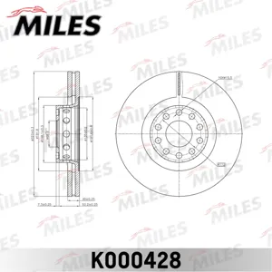 MILES K000428 Диск торм.перед. D323мм. Audi A8 2.5-6.0 94-10VW Phaeton 3.2 02- (TRW DF4209S)
