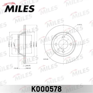 MILES K000578 Диск торм.перед. Audi 80 1.6-2.0 МКПП 08.92-96 (TRW DF2597)
