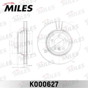 MILES K000627 Диск торм.перед.вент. BMW E65E66 730-760 01-D=348 мм.(ISO 9001) .