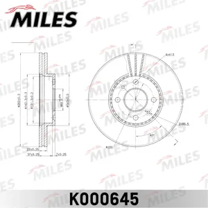MILES K000645 Диск торм.перед.вент. Renault Laguna 1.8-2.2 93-01 Megane 1.8-2.2 96-01 D=262 мм. (