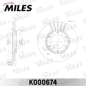 MILES K000674 Диск торм.перед. Nissan Patrol 2.8-3.2 79-97 (TRW DF1967)