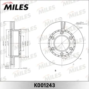 MILES K001243 Диск тормозной Ford RANGER 05- Mazda B-SERIE 99-BT-50 06- передний D=289мм.