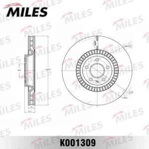 MILES K001309 Диск торм.перед. D356мм. Audi A6A7 quattro 11- (TRW DF6216)