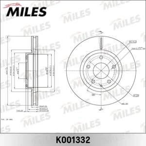 MILES K001332 Диск тормозной Mazda 6 12-CX-5 11- передний вент.