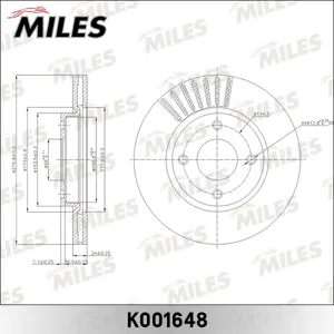 MILES K001648 Диск тормозной Nissan Tiida (C11X), Cube (Z12) передний вент. D280мм (TRW DF6142)