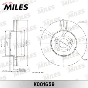 MILES K001659 Диск тормозной WISH передний вент.