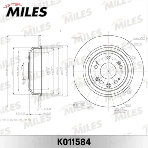 MILES K011584 Диск тормозной Honda Accord 2.4 08- задний D=305мм.