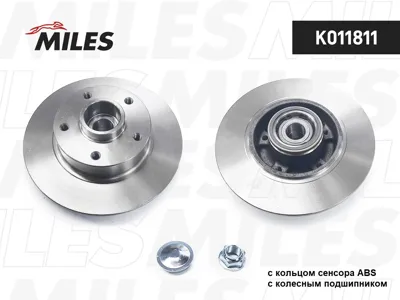 MILES K011811 Диск тормозной Renault Megane Scenic III 08- задний с подшипником ,с кольцом АБС