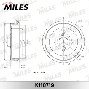 MILES K110719 Барабан тормозной Toyota YARIS