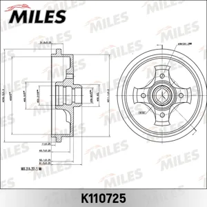 MILES K110725 Барабан тормозной Golf III Vento Cordoba (TRW DB4127)