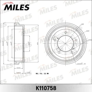 MILES K110758 Барабан тормозной Suzuki Grand Vitara 98-03