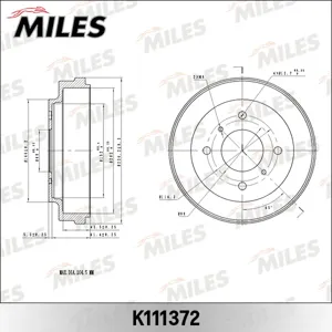 MILES K111372 Барабан тормозной Nissan Almera N16 Classic 1.5 00>