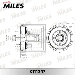 MILES K111397 Барабан тормозной озн Fusion 00-> (DB4308)