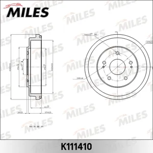 MILES K111410 Барабан тормозной CR-V 95->HR-V 99-> (DB4223)