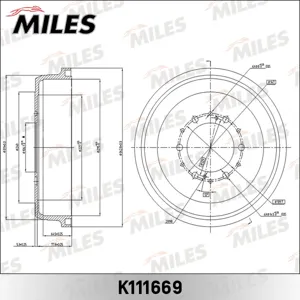 MILES K111669 Барабан тормозной Toyota 4 Runner 2.4-3.4 86-97HIACE 84-89 Hilux 2.2-2.5 88-