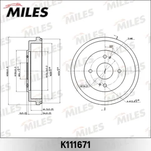 MILES K111671 Барабан тормозной Honda Accord 2.0 90- 220mm