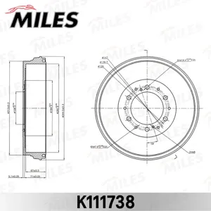 MILES K111738 Барабан тормозной Toyota HILUX III DB7036