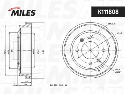 MILES K111808 Барабан тормозной Hyundai Matrix 01- Elantra