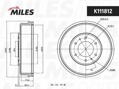 MILES K111812 Барабан тормозной Mitsubishi L200 05-