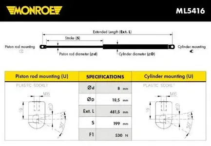 MONROE ML5416 Амортизатор крышки багажника Ford Focus 04>