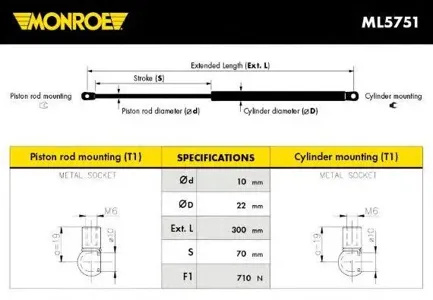 MONROE ML5751 Амортизатор крышки багажника Audi A6 04-11
