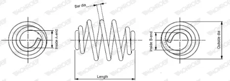 MONROE SN2207 Пружина подвески постоянного сечения Mercedes Vito 108 1195-0703