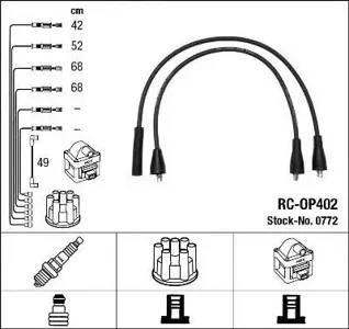 NGK 0772 Комплект вв проводов RC-OP402