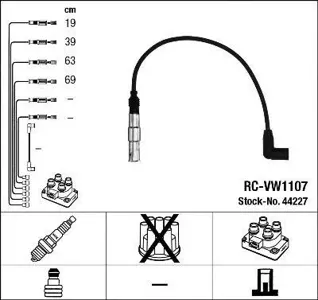 NGK 44227 Комплект проводов RC-VW 1107 Audi A3, VW Golf Bora New Beelte Touran 1.6i 00>