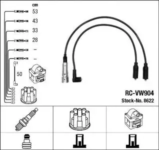 NGK 8622 Высоковольт.провода комплект