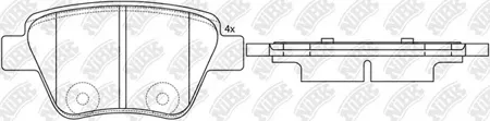 NIBK PN0550 Колодки торм.задние с антискрип. пл. Audi A3, VW Golf , Skoda Superb 1.2-3.2 08>