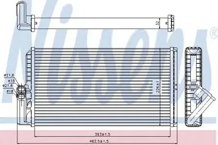 NISSENS 72034 Радиатор отопителя 390x225x35 Mercedes Actros Atego