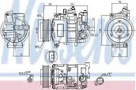 NISSENS 89052 компрессор кондиционера Audi A4 1.8T2.0i 04-08