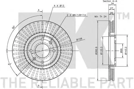 NK 201927 Диск торм.перед. Citroen C5, Peugeot 307 1.4-2.0HDi 00>