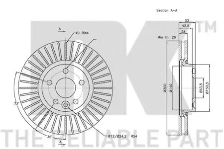 NK 202573 Диск торм.перед. Ford Galaxy C-Max 1.8D-2.5 06>