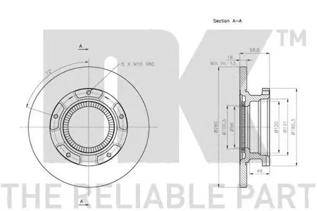NK 202579 Диск торм.задний Ford Transit all 06>