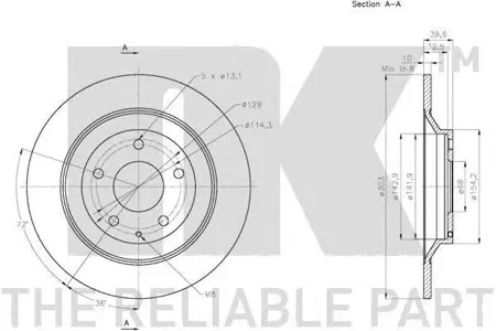 NK 203279 Торм.диск задний Mazda CX-5 2.0 11>