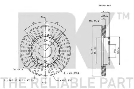 NK 203512 Диск торм.перед. Kia Cerato 1.62.0 04>