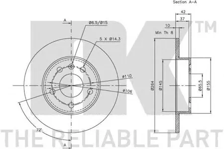 NK 203631 Торм.диск задний Opel Astra 1.6-2.2D 97>
