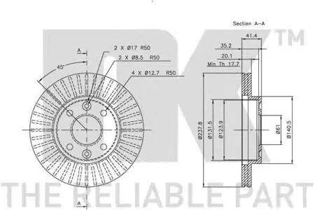 NK 203909 Диск торм.перед. Renault Cli Omega neR19 1.4-1.9TD 83>