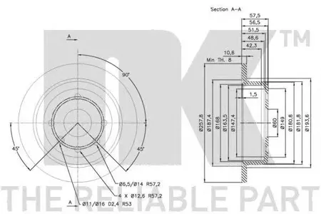 NK 205011 Торм.диск задний Chevrolet Lacetti , Daewoo Nubira 1.41.61.8 03>