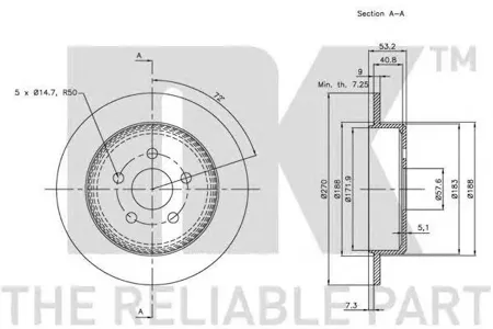 NK 209310 Торм.диск задний Chrysler NeonPT Cruiser 1.6-2.42.2D 96>